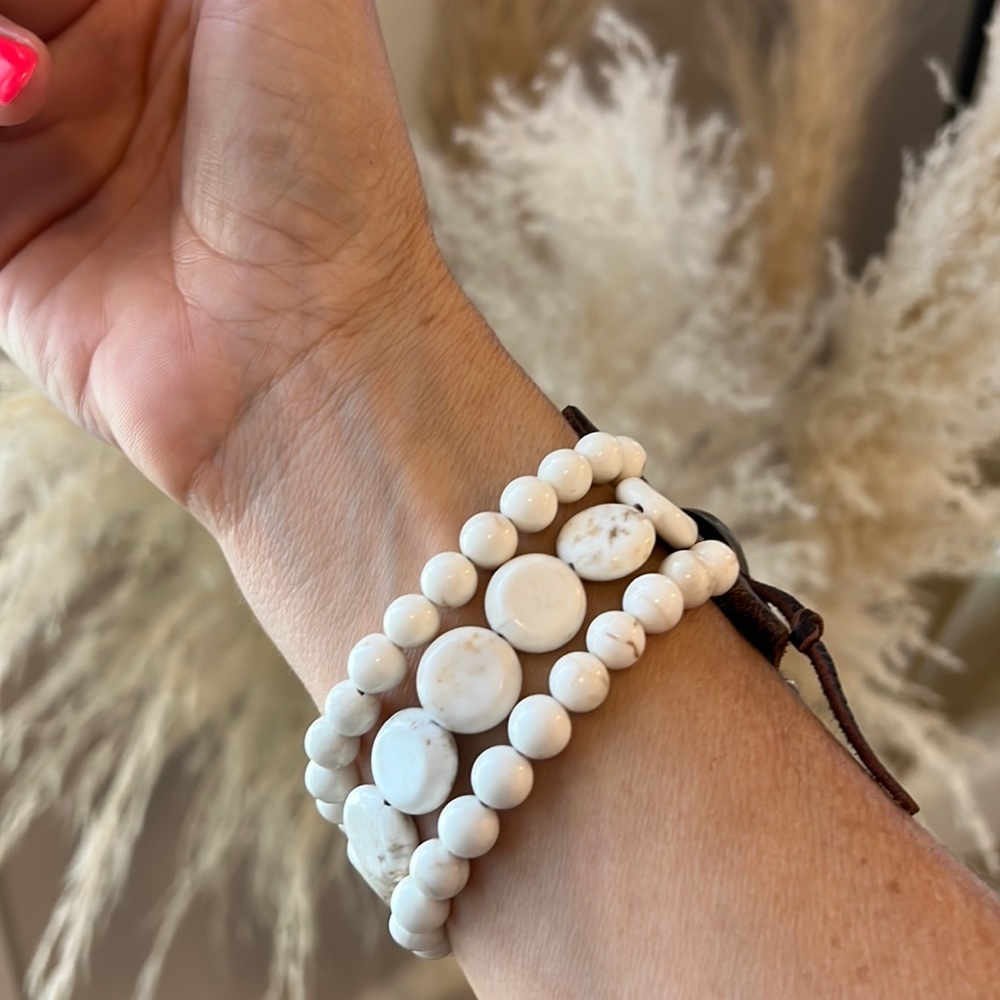 Handmade Bead & Leather Wrap Bracelet